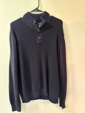 Weatherproof Men's Navy Button-Neck Knit Turtleneck